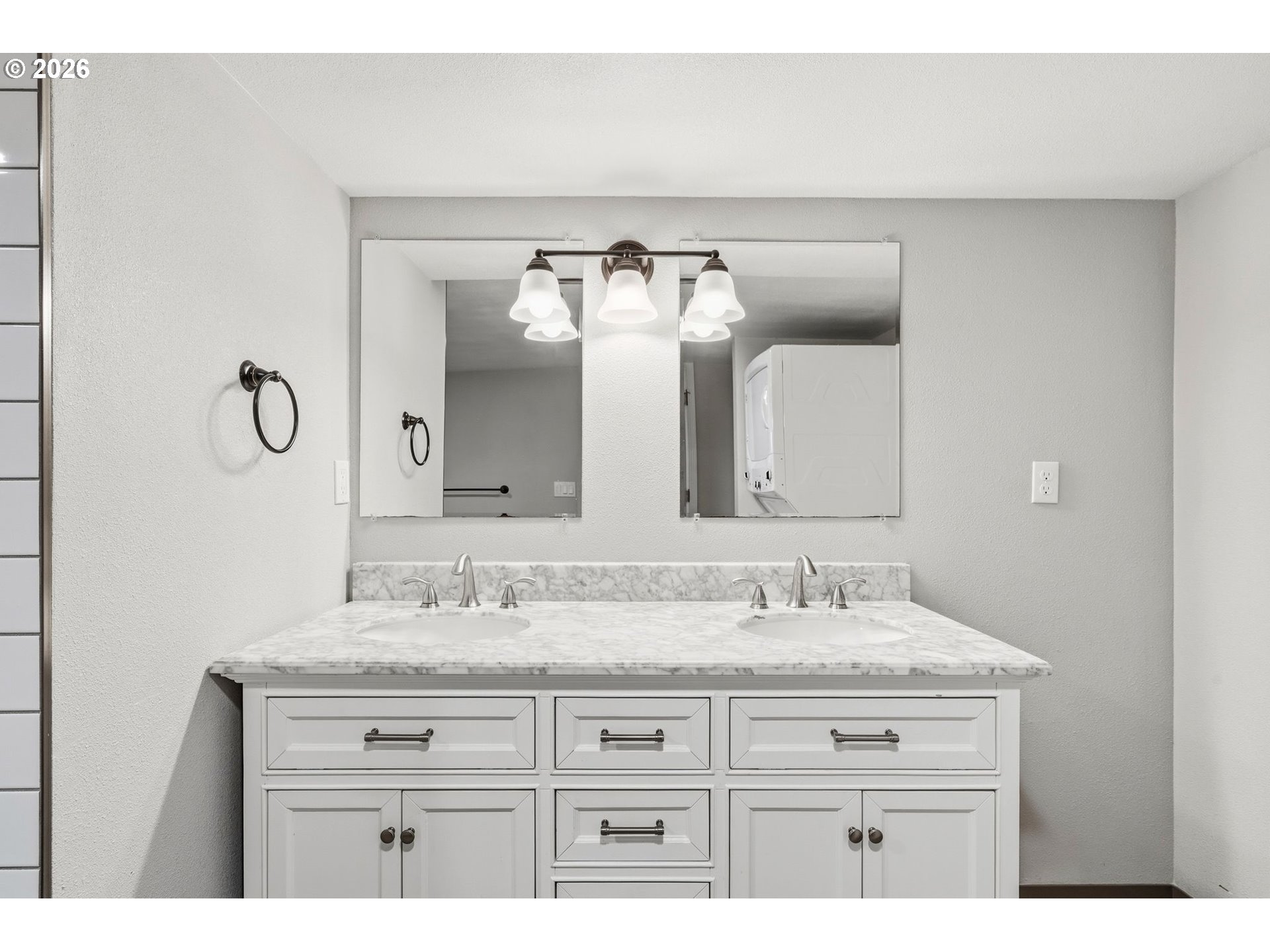 10505 Northwest 2nd Street Portland, OR 97231 - Photo 31 of 39 a bathroom with a granite countertop sink mirror and double