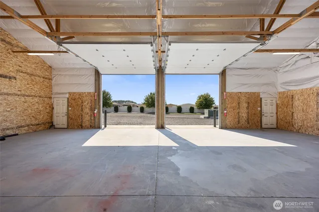 a view of a garage with furniture