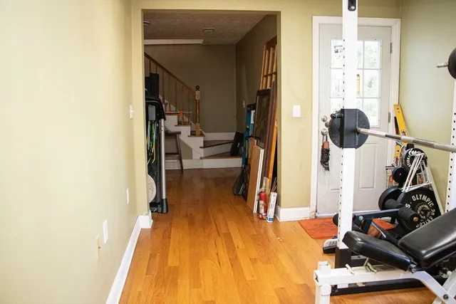a view of a room with gym equipment