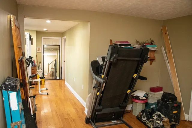 a room with gym equipment