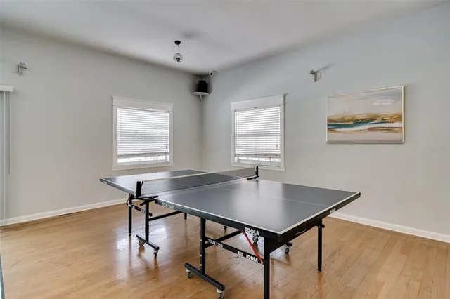 a workspace with furniture and a window