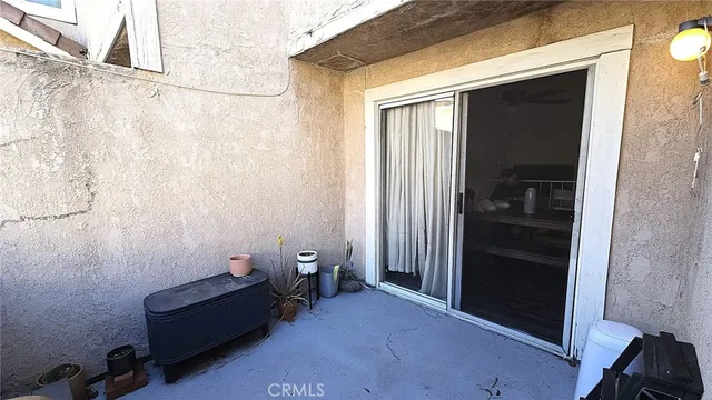 a room with furniture and shower