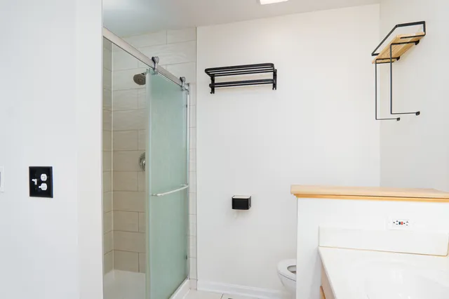 a bathroom with a shower