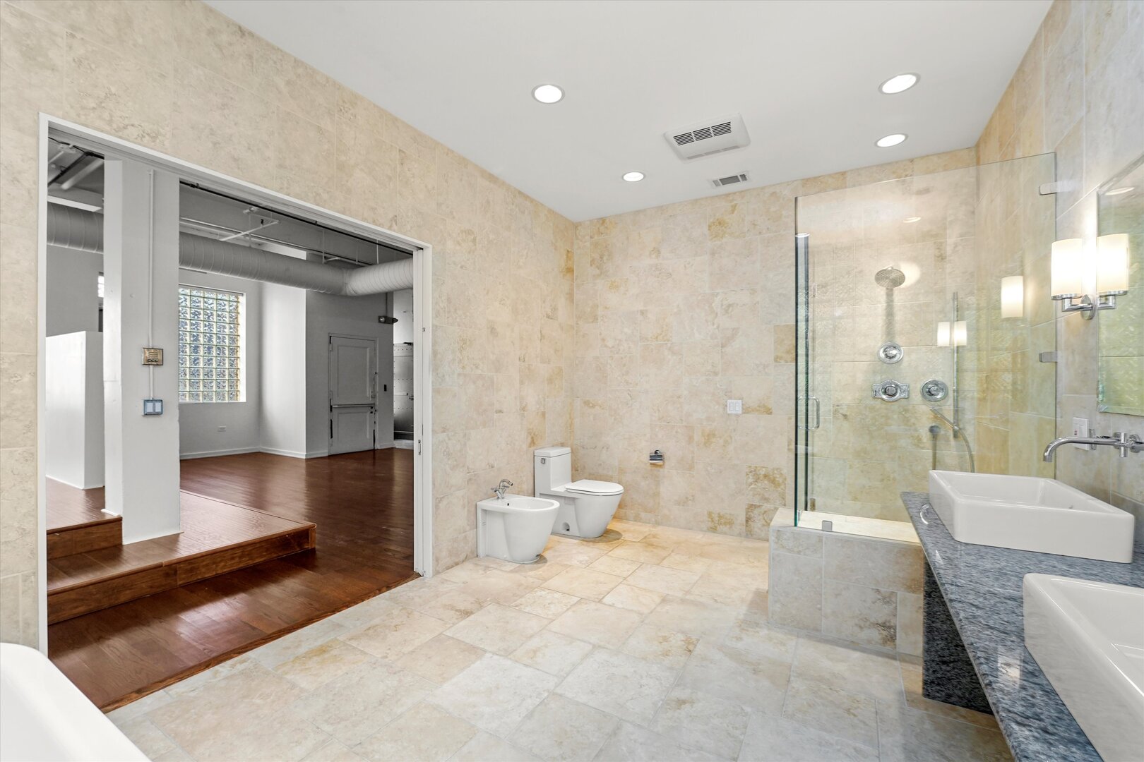 1301 South Wabash Avenue, Unit 1 Chicago, IL 60605 - Photo 21 of 29 a spacious bathroom with a bathtub shower sink and toilet