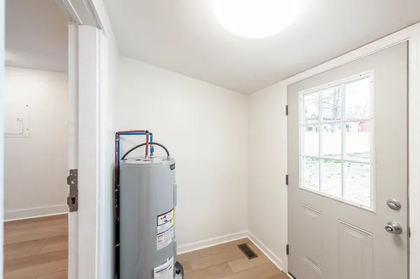 a view of a livingroom with a window
