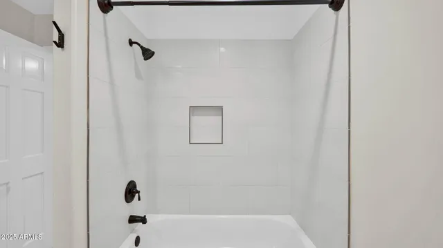 a bathroom with a bathtub
