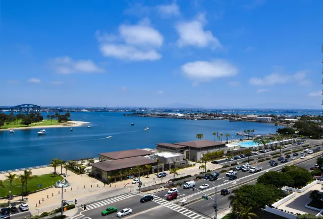 an aerial view of a city