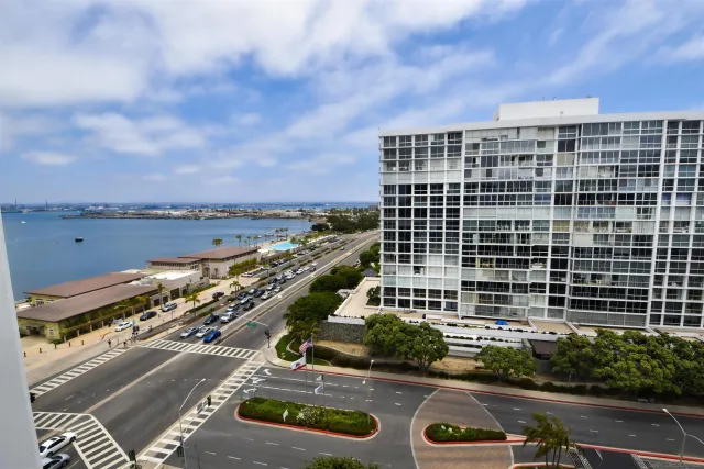 a view of a city with tall buildings