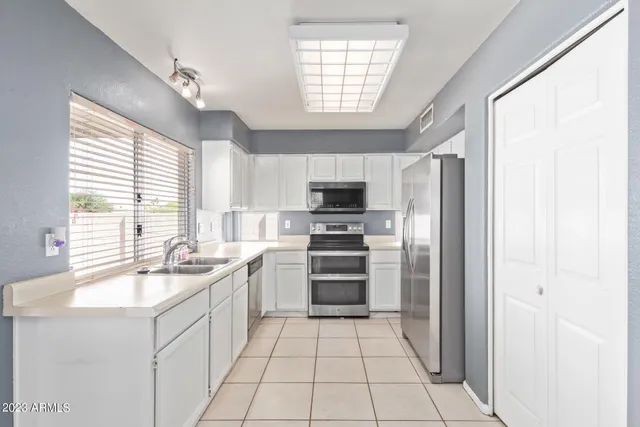 a close view of a refrigerator in kitchen
