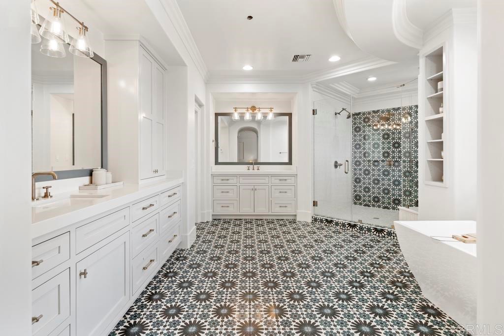 8 Corte Vizcaya San Clemente, CA 92673 - Photo 32 of 62 a bathroom with a sink a toilet a shower and a large mirror