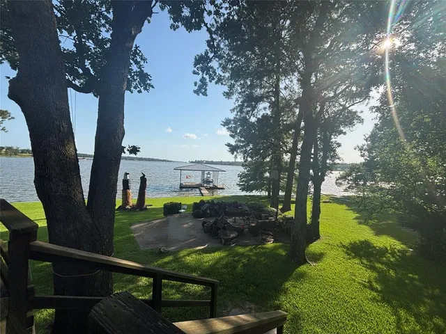 a view of a garden from a balcony