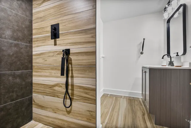 a bathroom with a shower