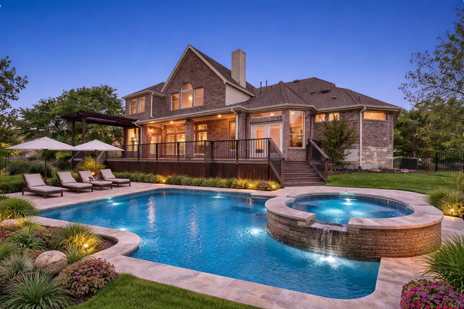 1400 Tom Sawyer Road Austin, TX 78737 - Photo 35 of 40 (AI Virtual Rendering) Outdoor living with plenty of space for a swimming pool, integrated spa with waterfall,