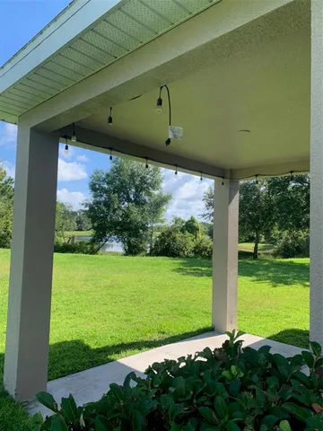 a view of a back yard from a window