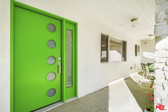 a living room with window