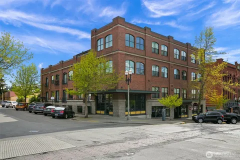 a front view of a building with street view