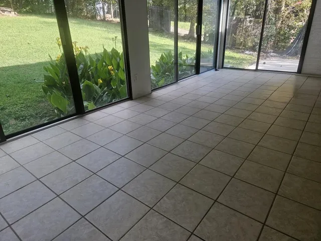 a view of a room and window