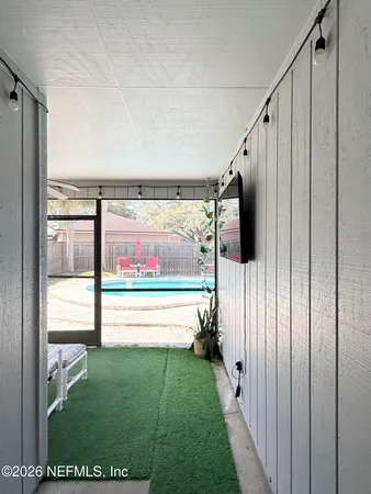 a living room with furniture