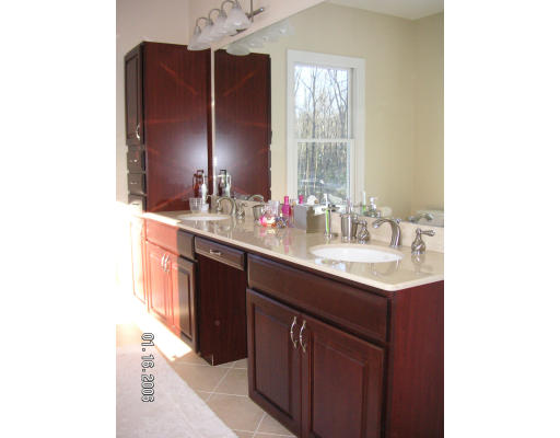 68 Peach Hill Road Berlin, MA 01503 - Photo 11 of 14 a bathroom with a double vanity sink a mirror and a shower