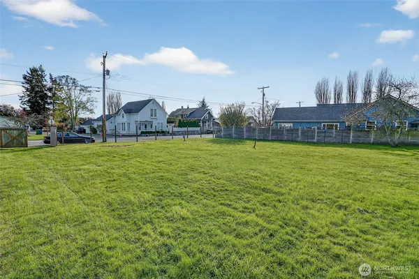 a view of a lake in middle of the town