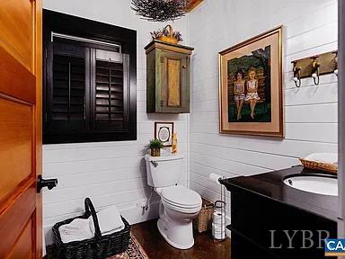 325 Old Roseland Road Roseland, VA 22967 - Photo 47 of 69 a bathroom with a toilet a sink and mirror