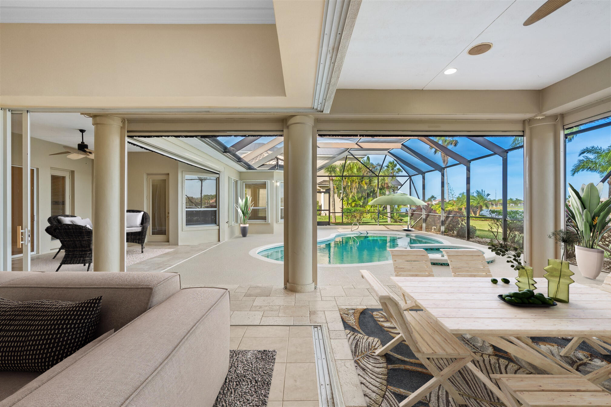 2863 BELLWIND Circle Rockledge, FL 32955 - Photo 29 of 79 a living room with fireplace furniture and a floor to ceiling window