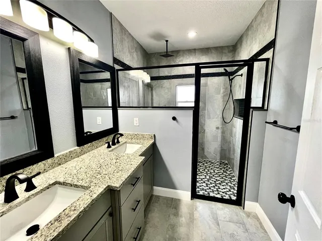 a bathroom with a shower