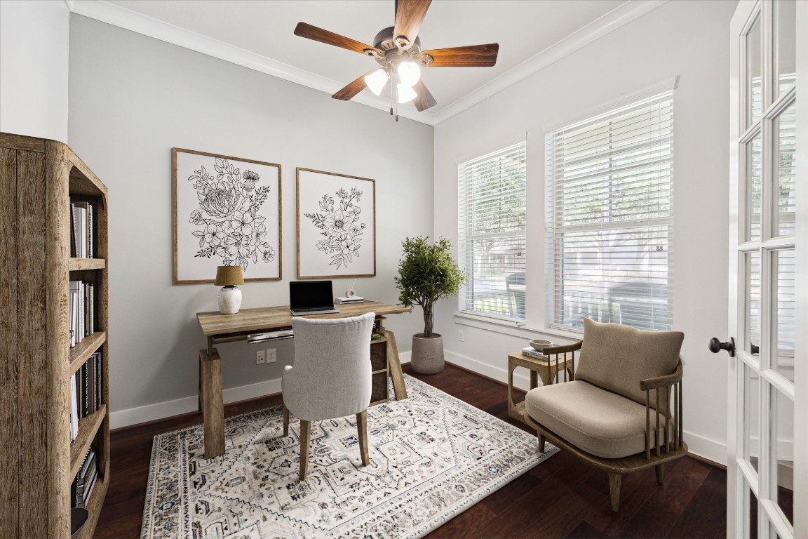 17011 Seminole Ridge Drive Cypress, TX 77433 - Photo 4 of 33 Bright and spacious home office with large windows, hardwood floors, and French doors. *Virtually Staged
