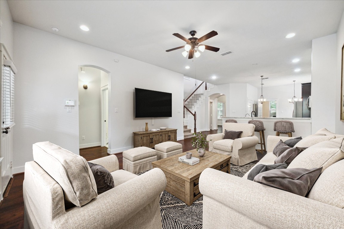 17011 Seminole Ridge Drive Cypress, TX 77433 - Photo 9 of 33 Another view of the main living area opening to the kitchen *Virtually Staged