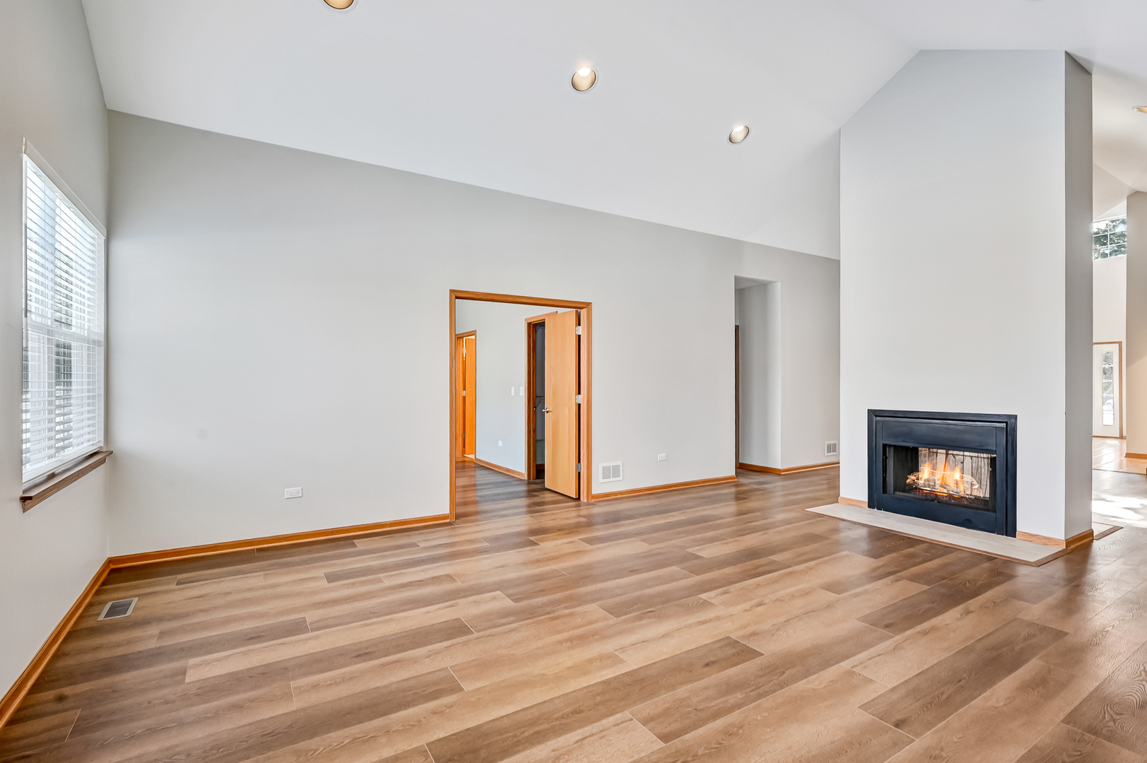 1938 Manning Road Darien, IL 60561 - Photo 10 of 23 a view of an empty room with wooden floor fireplace and a window