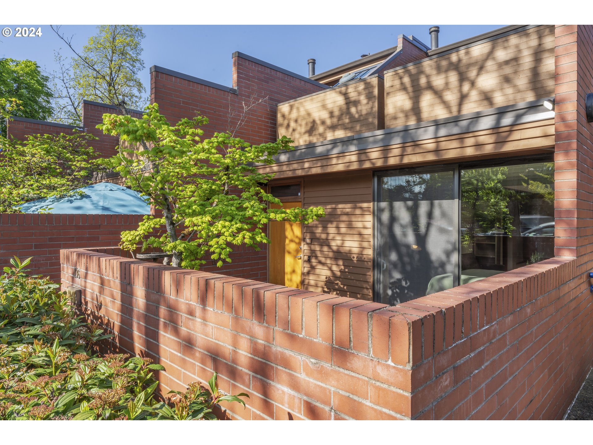 a view of a building from a balcony
