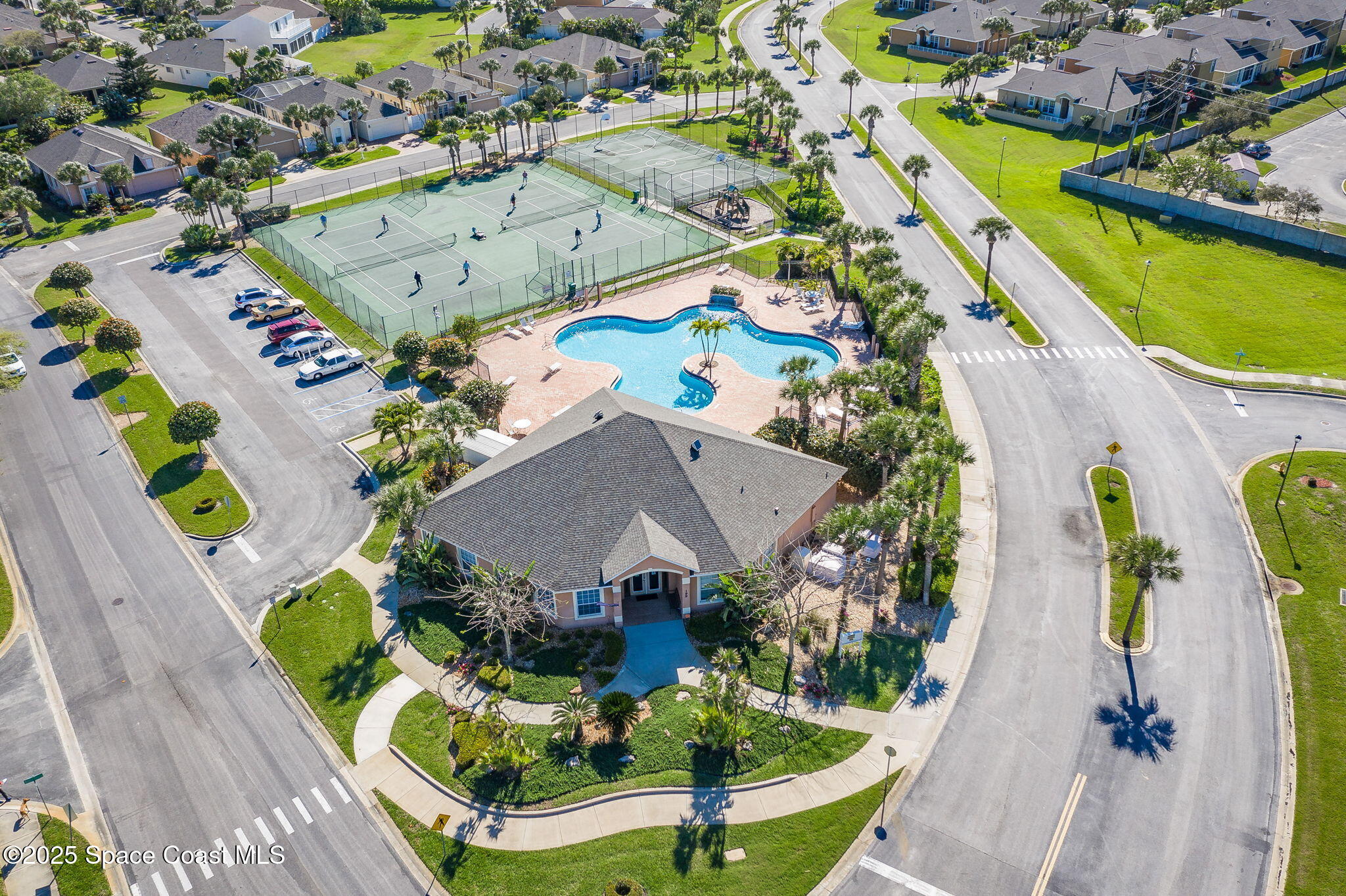 165 Calico Lane Indialantic, FL 32903 - Photo 22 of 25 an aerial view of a house with a swimming pool