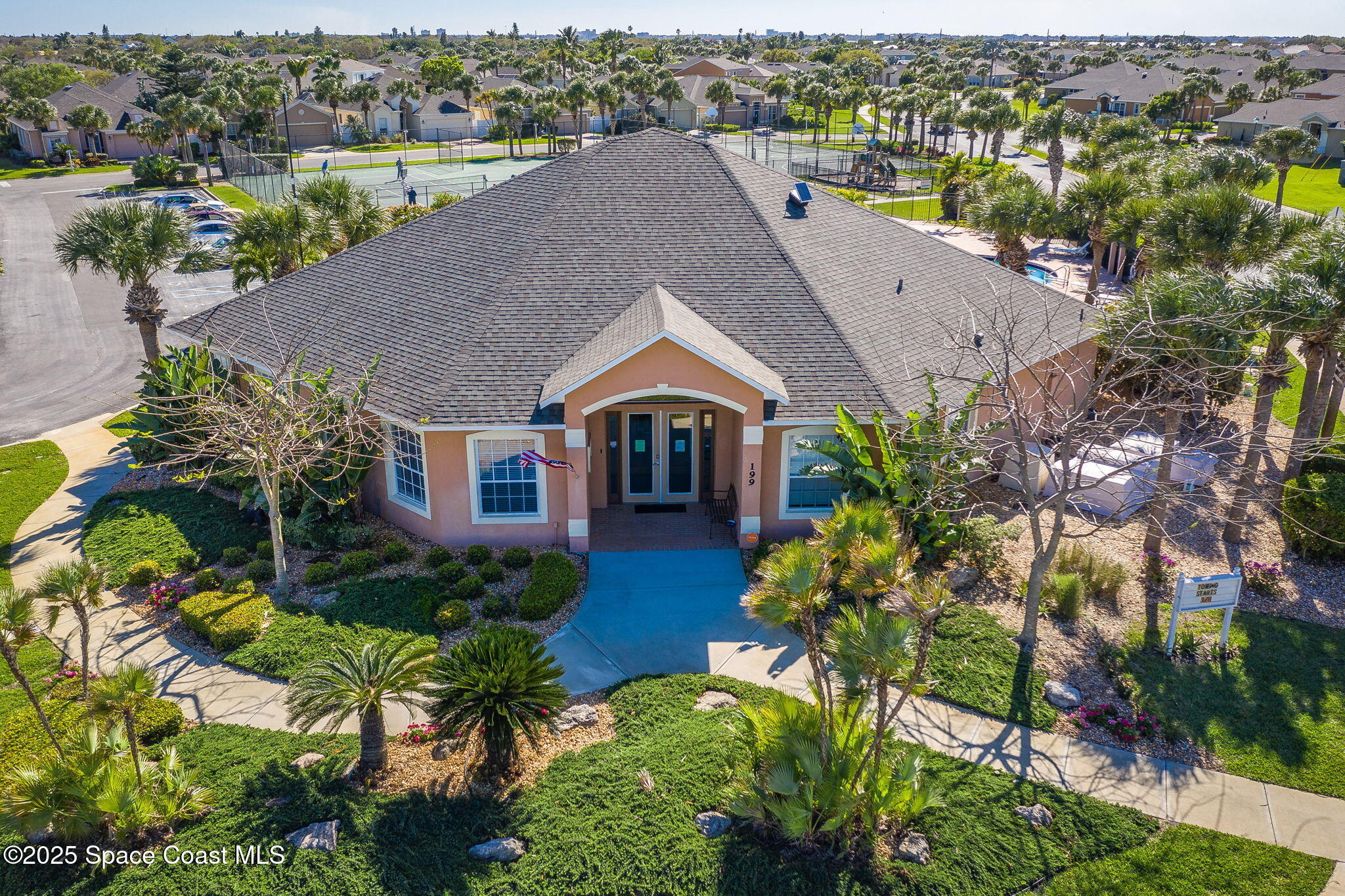 165 Calico Lane Indialantic, FL 32903 - Photo 23 of 25 an aerial view of a house with a garden and plants