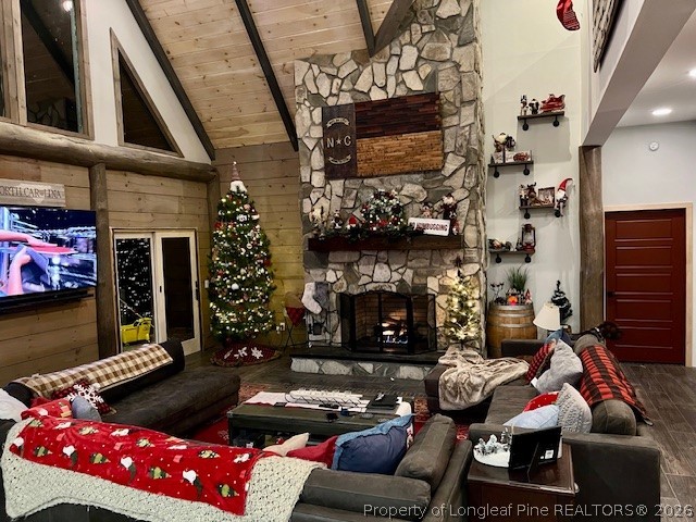 4119 Minnie Hall Road Autryville, NC 28318 - Photo 14 of 16 a living room with furniture a flat screen tv and a fireplace