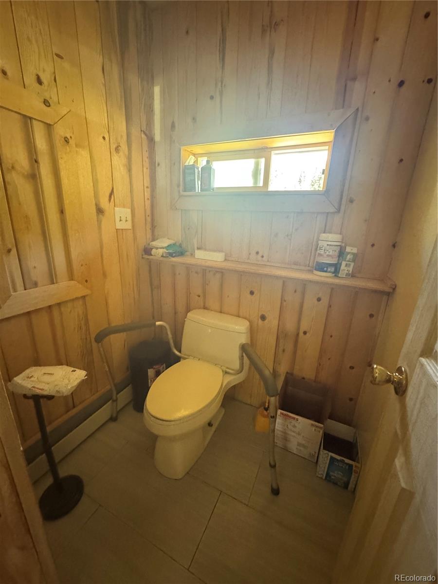 4568 Apex Valley Road Idaho Springs, CO 80452 - Photo 12 of 29 a bathroom with a granite countertop toilet and a shower