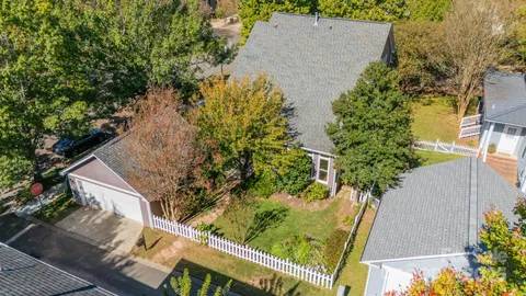 an aerial view of a house