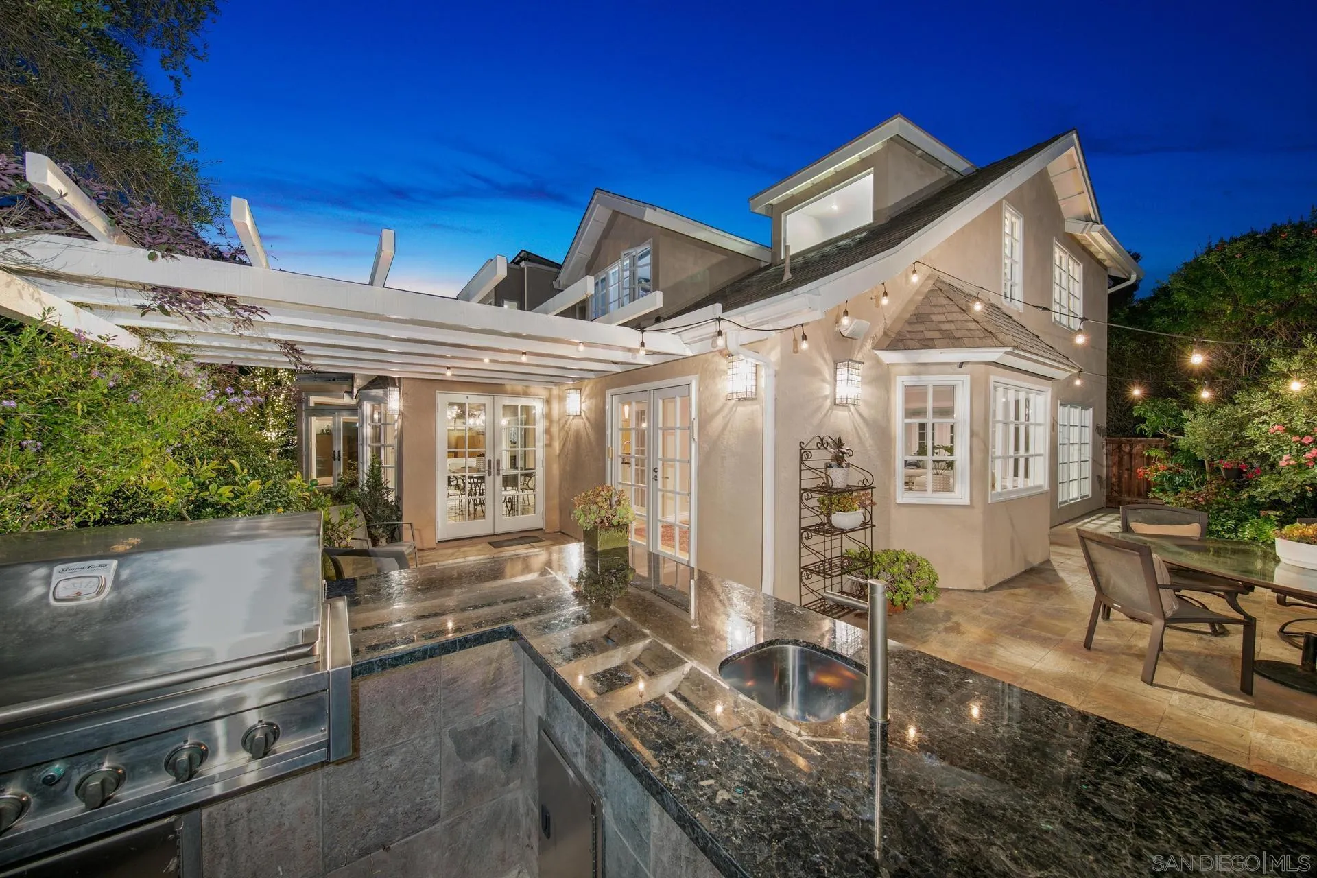 a view of a house with a patio