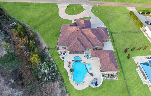 an aerial view of a house