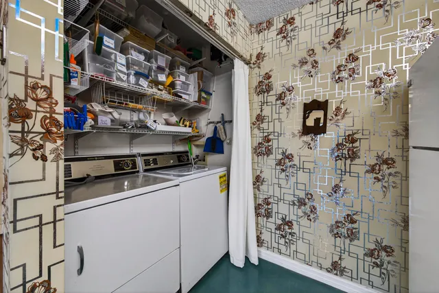 a utility room with closet