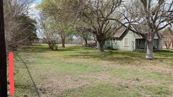 a view of a yard with a house and a large tree
