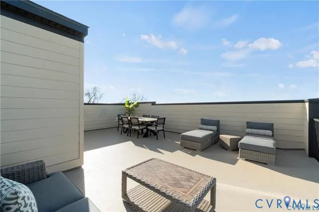 a terrace view with sitting space