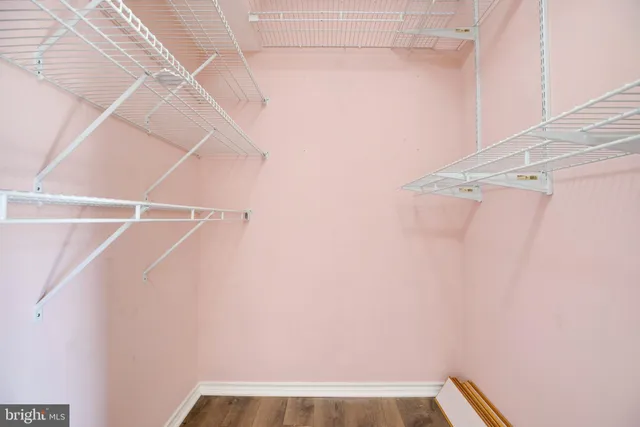 a view of small space with racks on the wall