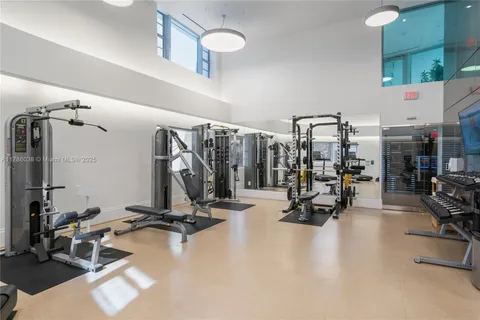 a view of a room with gym equipment