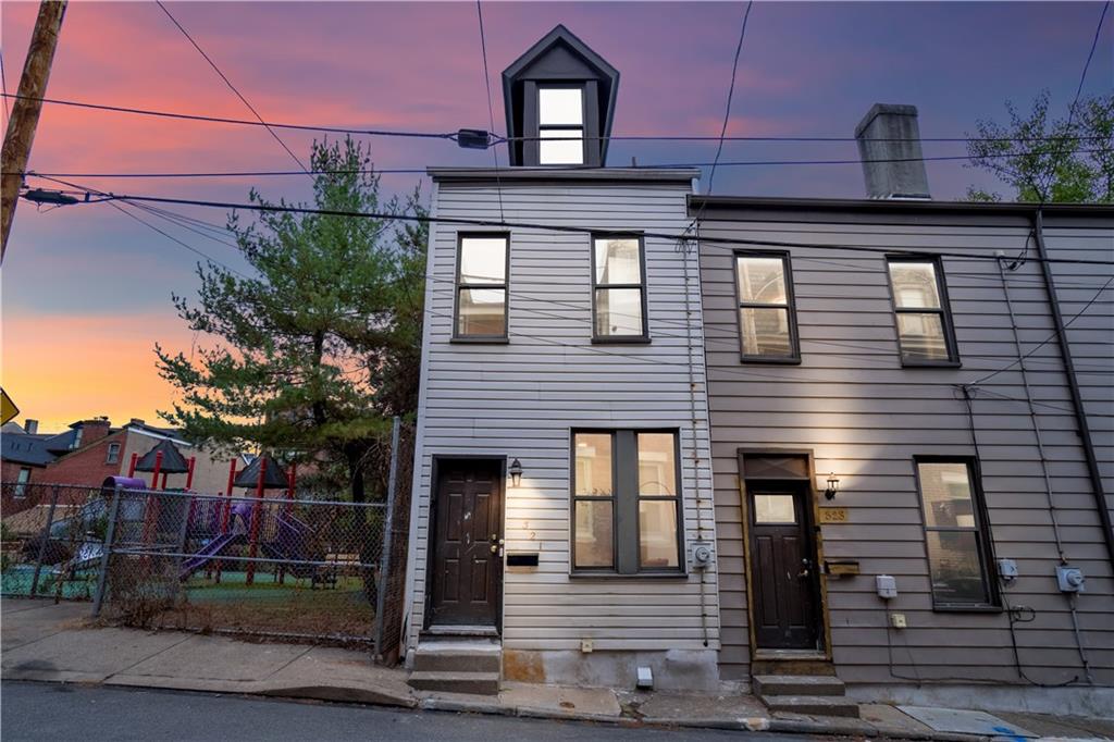 a front view of a house