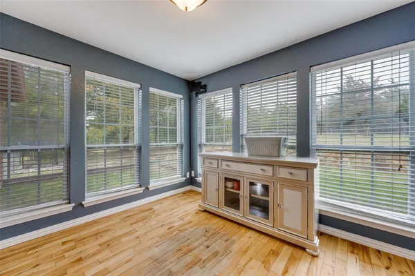 a living room with a large window