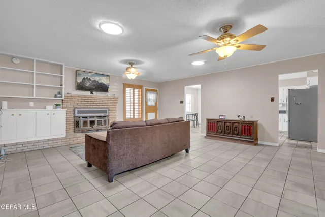 a workspace with furniture and window