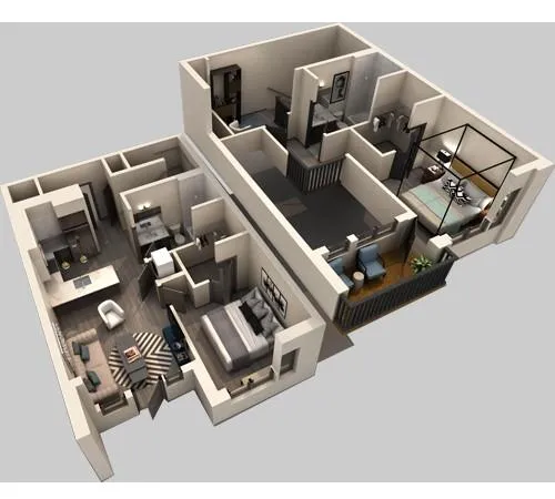 a view of living room with furniture and air hockey table