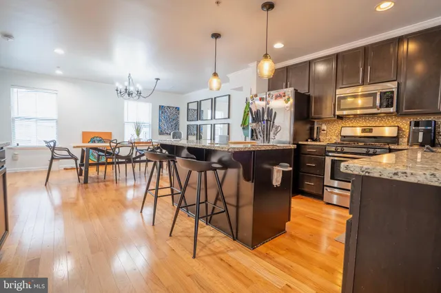 a kitchen with lots of counter top space