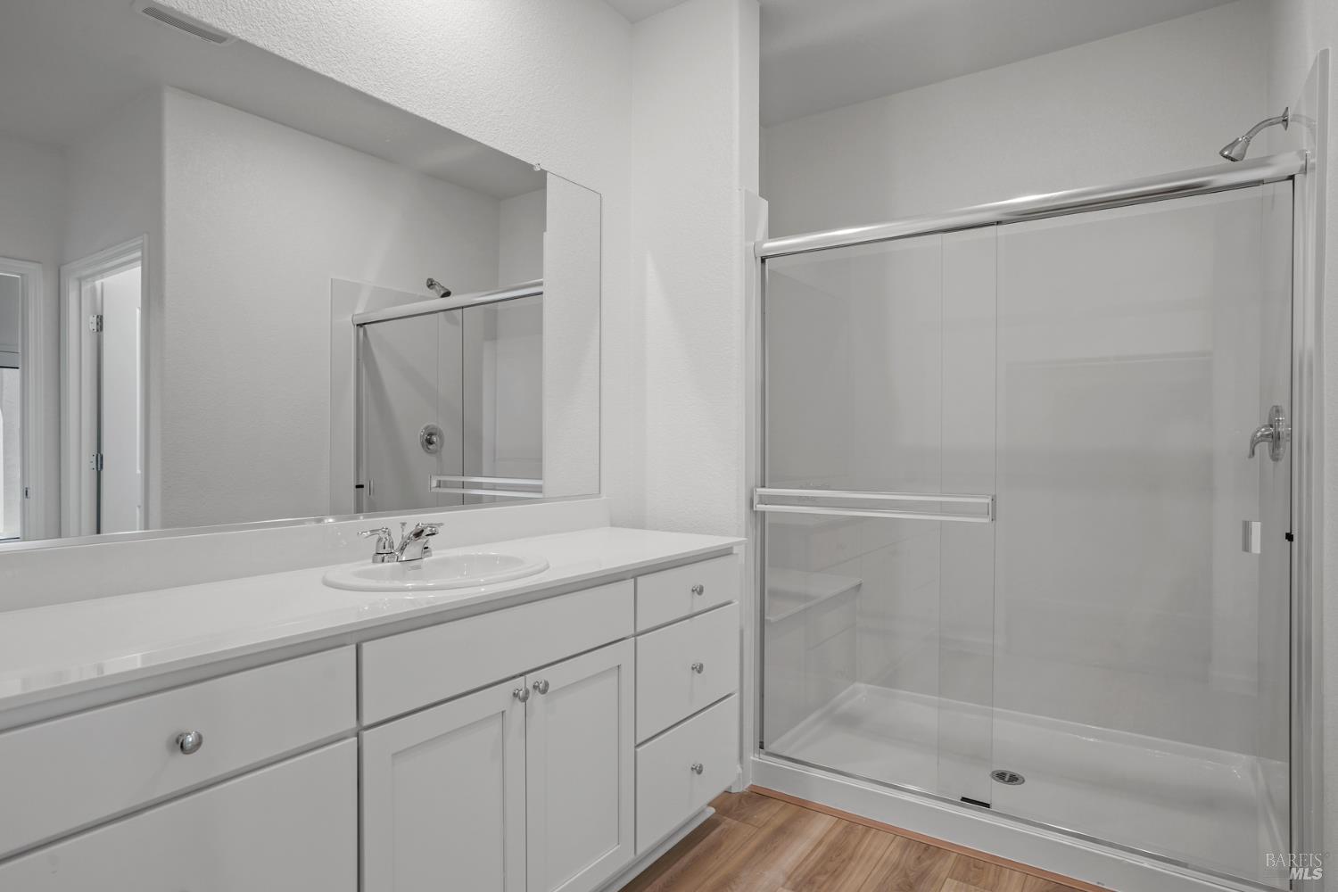 2241 Front Porch Lane Rio Vista, CA 94571 - Photo 17 of 23 a bathroom with a shower sink vanity and mirror