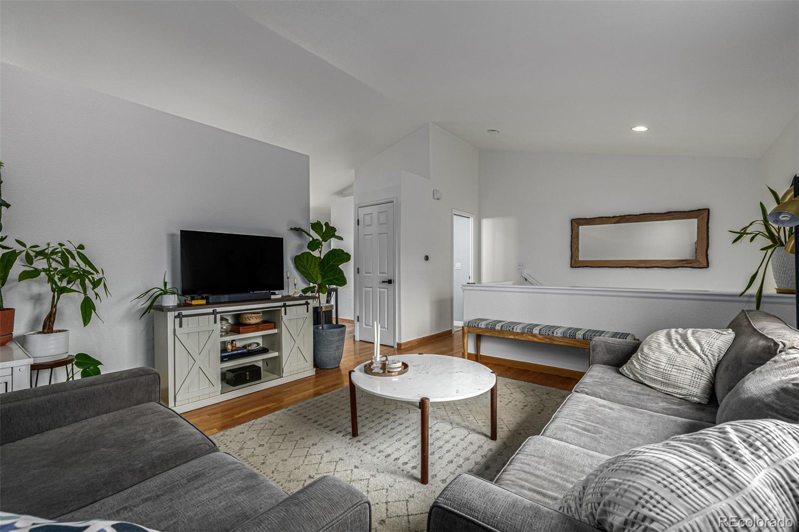 965 Wolff Street, Unit D Denver, CO 80204 - Photo 3 of 29 a living room with furniture and a flat screen tv